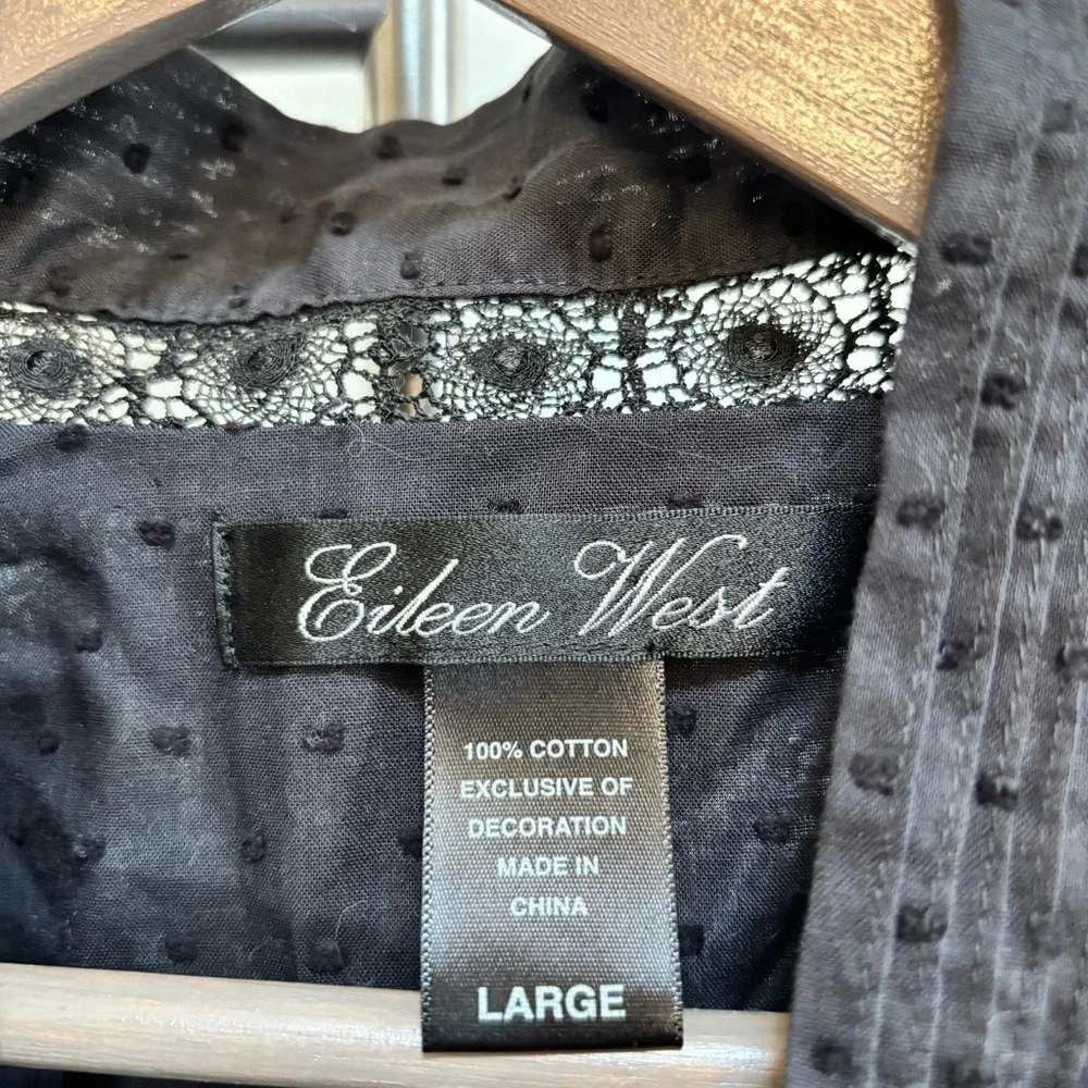 Fairy Grunge Eileen West Black Robe Size Large Lace Dainty Cotton Boho Chic